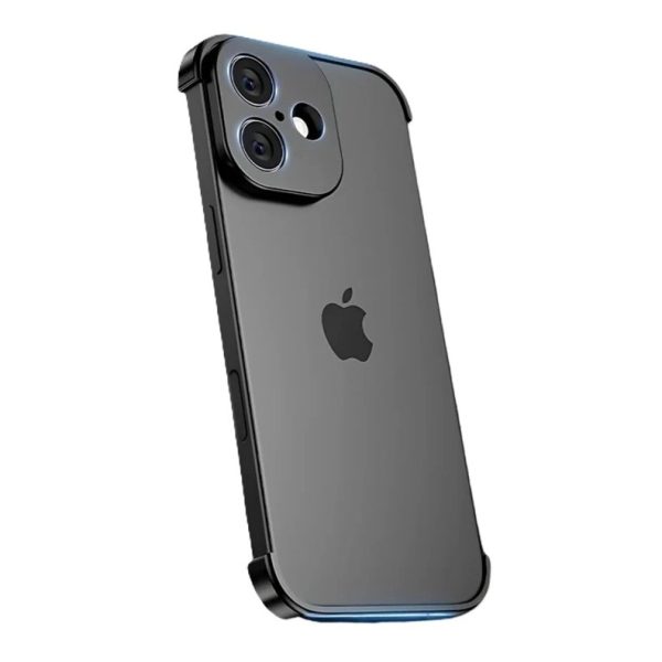 Carcasa de Telefon, Flippy, Compatibila Apple iPhone 17, Fara Rama, doar Colturi si Camera, din Metal, Grosime 0.1 mm, Negru