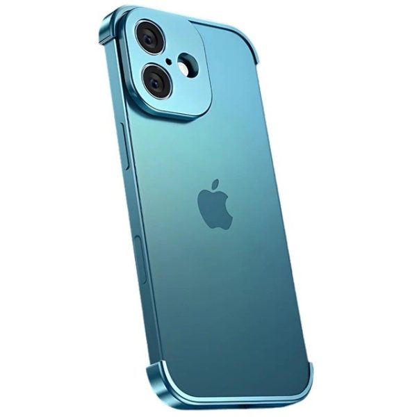 Carcasa de Telefon, Flippy, Compatibila Apple iPhone 17, Fara Rama, doar Colturi si Camera, din Metal, Grosime 0.1 mm, Albastru