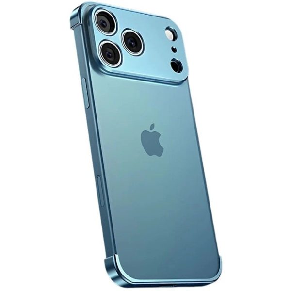 Carcasa de Telefon, Flippy, Compatibila Apple iPhone 17 Pro, Fara Rama, doar Colturi si Camera, din Metal, Grosime 0.1 mm, Albastru