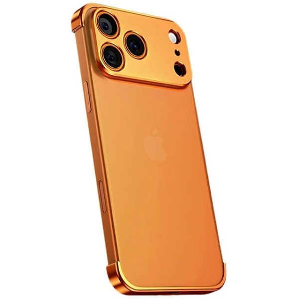 Carcasa de Telefon, Flippy, Compatibila Apple iPhone 17 Pro Max, Fara Rama, doar Colturi si Camera, din Metal, Grosime 0.1 mm, Portocaliu