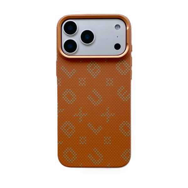 Carcasa Magnetica, Flippy, Compatibila Apple iPhone 17 Pro, din Fibra de Carbon, Litere Fosforescente, Portocaliu