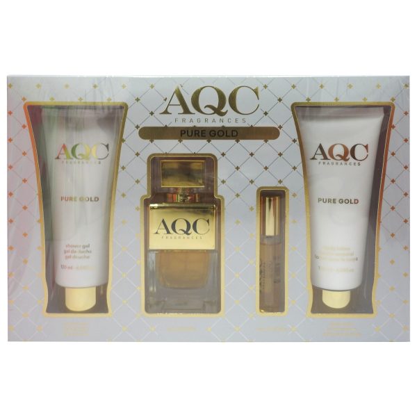 Caseta Cadou, Aqc, Gel de Dus 120 ml, Lotiune de Corp 120 ml, EDT 100 ml, EDT 15 ml Pure Gold
