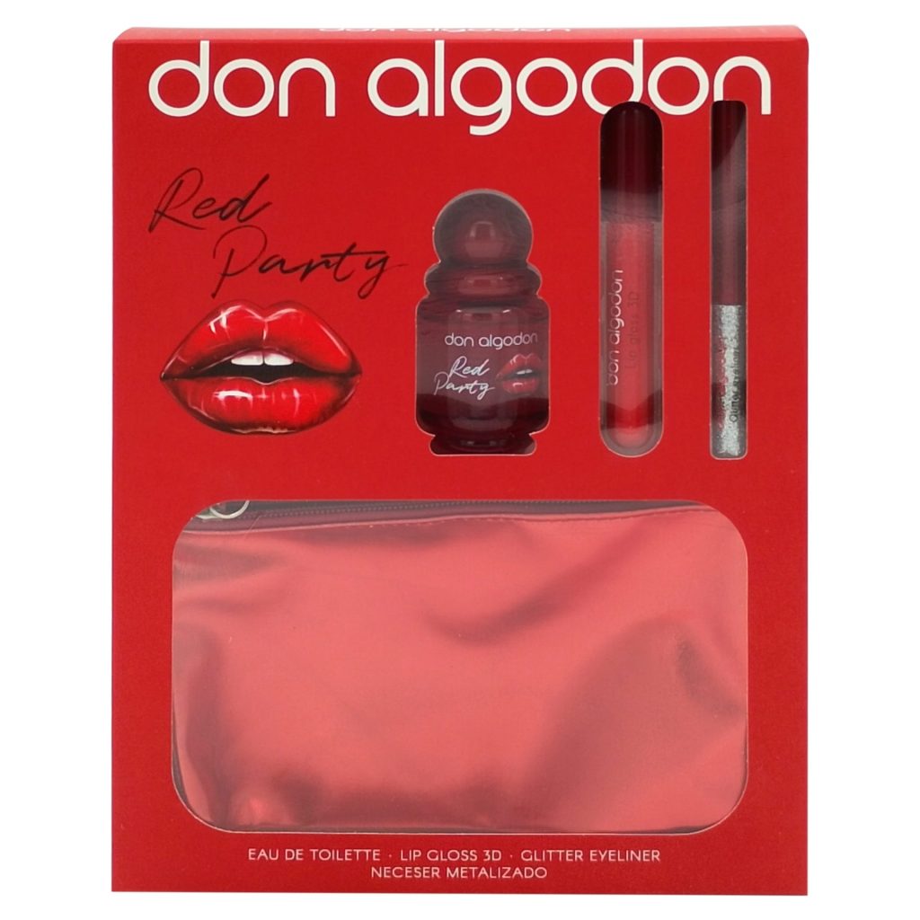 Caseta Cadou, Don Algodon, EDT 30, Lipgloss 3D, Eyeliner, Red Bag Red Party