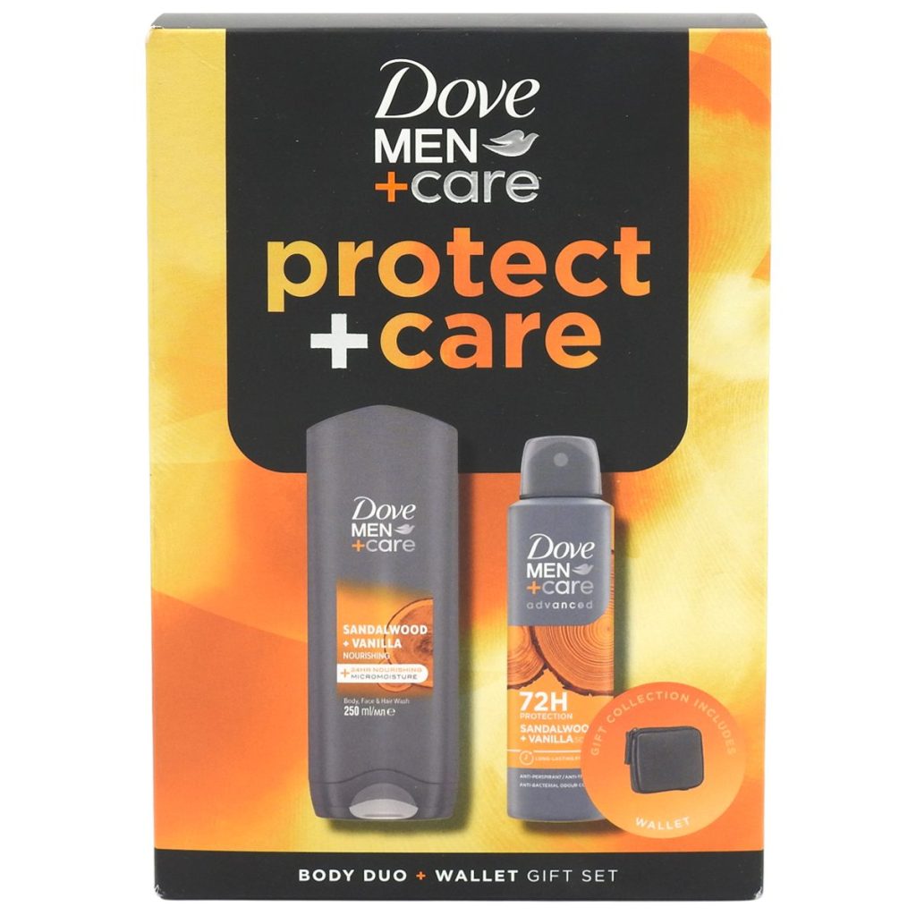 Caseta Cadou, Dove, Gel de Dus 250, Deo150, Portofel Men Sandalwood Vanilla