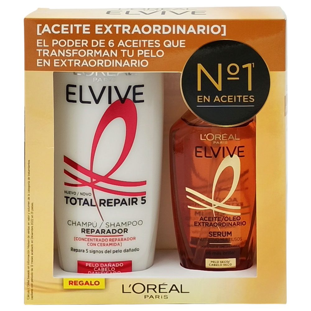 Caseta Cadou, Elvive, Elseve, Samp250 ml Total Repair5, Ulei100 ml Extraordinary