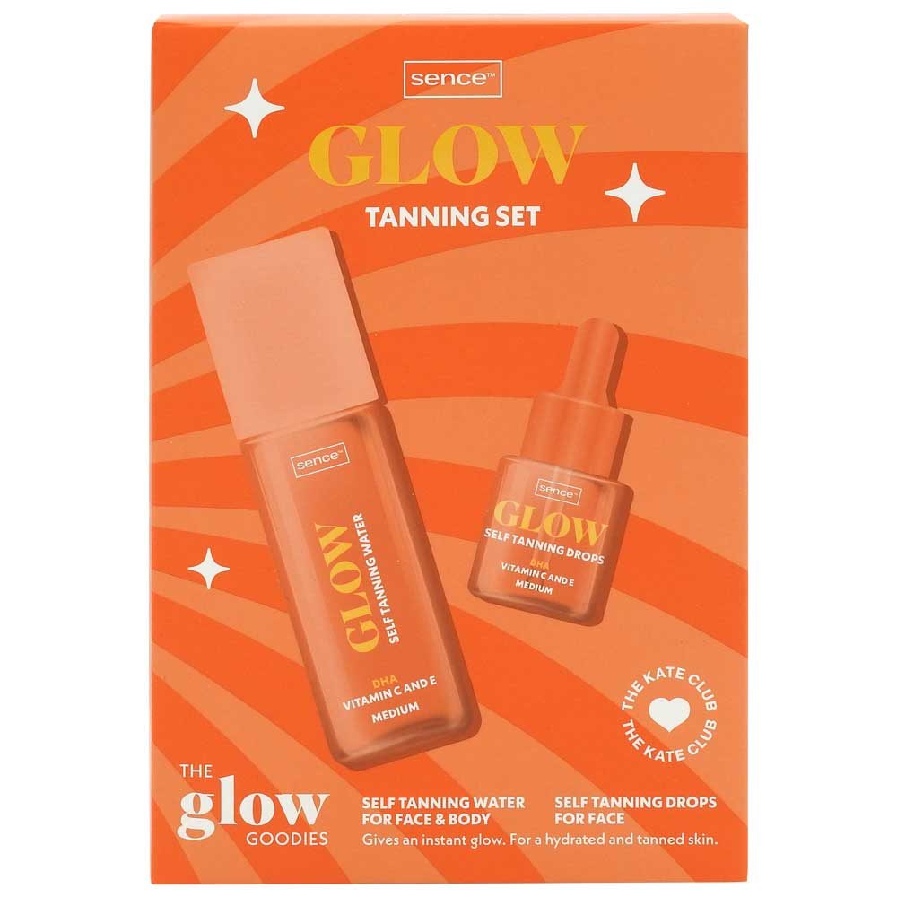 Caseta Cadou, Sence, Picaturi Autobronzante 18 ml, Lotiune Bronzat 105 ml The Glow