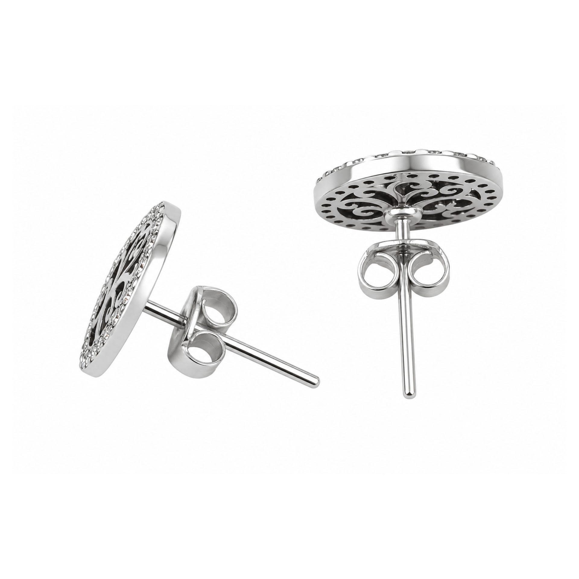 Cercei din Argint 925, Jolie Silver, Model Copacul Vieții în Cerc, cu Zirconii Albe, Finisaj Lucios, 1,7 g, Argintiu - Image 4