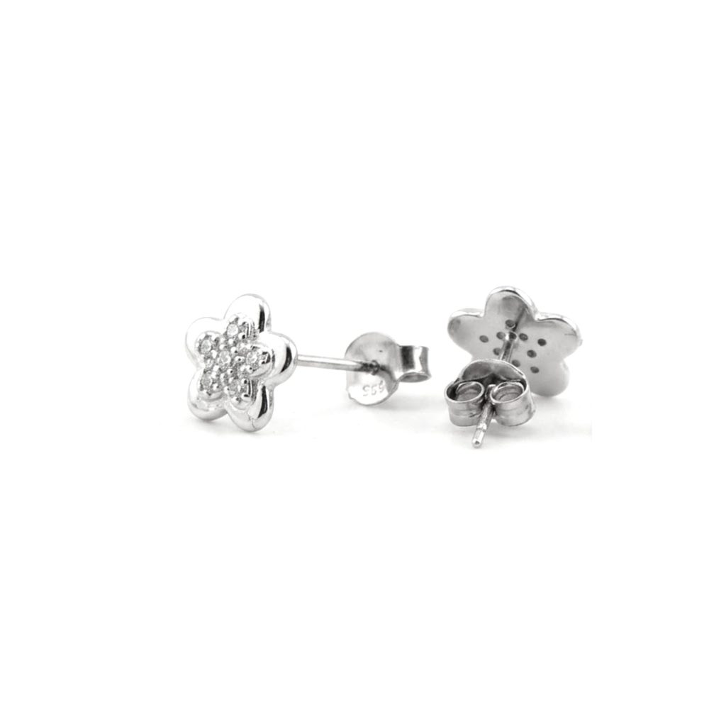 Cercei Damă din Argint 925, Jolie Silver, Model Floricele, Design Elegant și Delicat, Argintiu