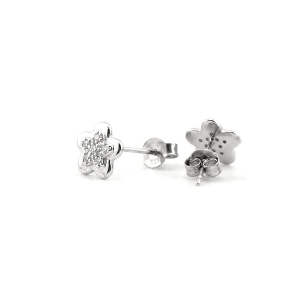 Cercei Damă din Argint 925, Jolie Silver, Model Floricele, Design Elegant și Delicat, Argintiu