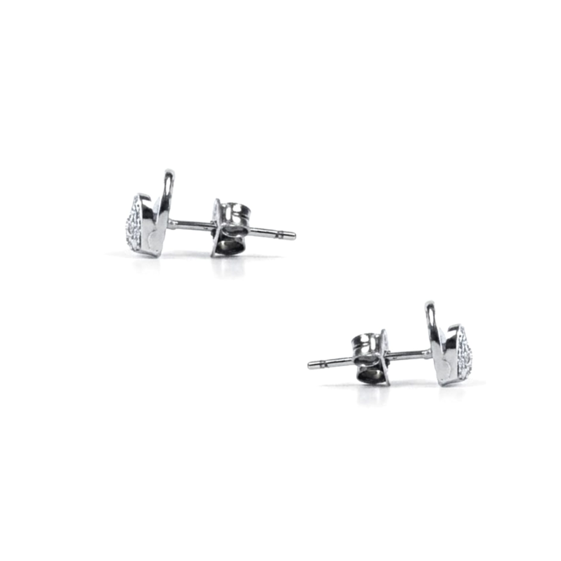 Cercei Tip Stud din Argint 925, Jolie Silver, Model Inimă Dublă cu Zirconii Albe, Finisaj Lucios, 1,2 g, Argintiu - Image 3