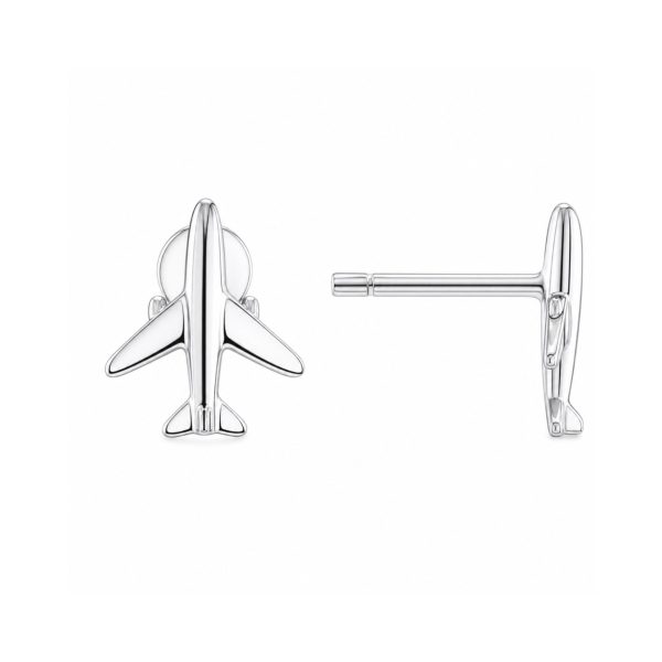 Cercei Damă din Argint 925, Jolie Silver, Model Avion, Design Modern și Delicat, Greutate 1.2 g, Argintiu