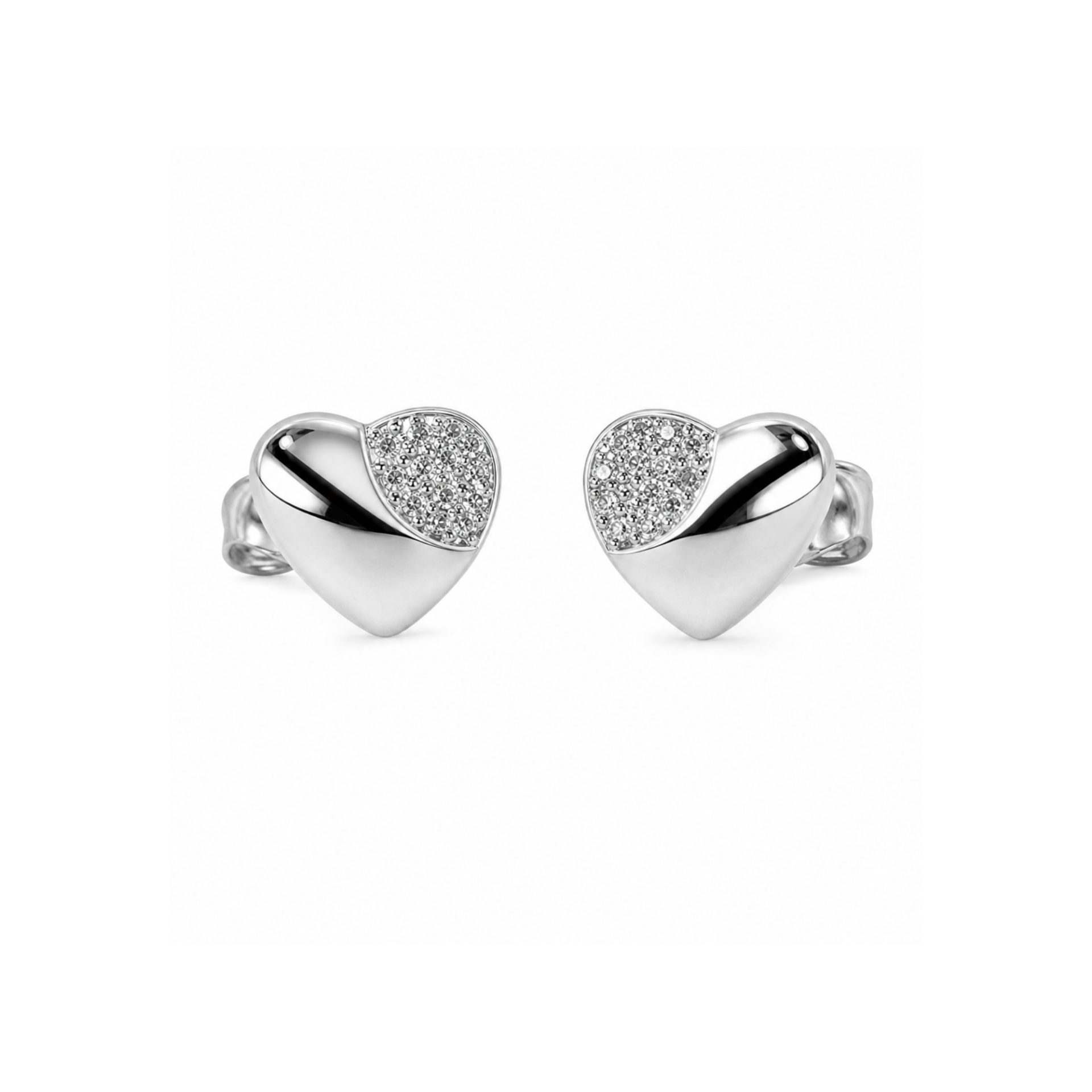 Cercei Damă din Argint 925, Jolie Silver, Model Inimă cu Mini Zirconii Laterale, Design Elegant și Delicat, Greutate 1.4 g, Argintiu - Image 4