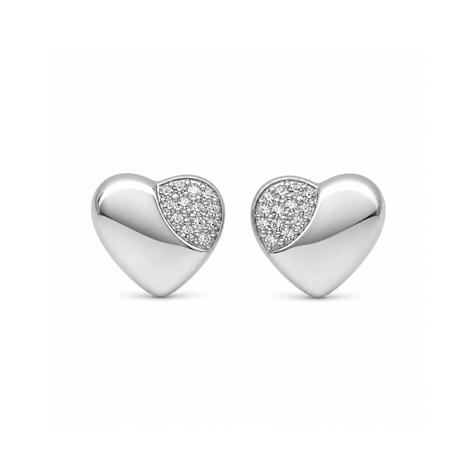 Cercei Damă din Argint 925, Jolie Silver, Model Inimă cu Mini Zirconii Laterale, Design Elegant și Delicat, Greutate 1.4 g, Argintiu