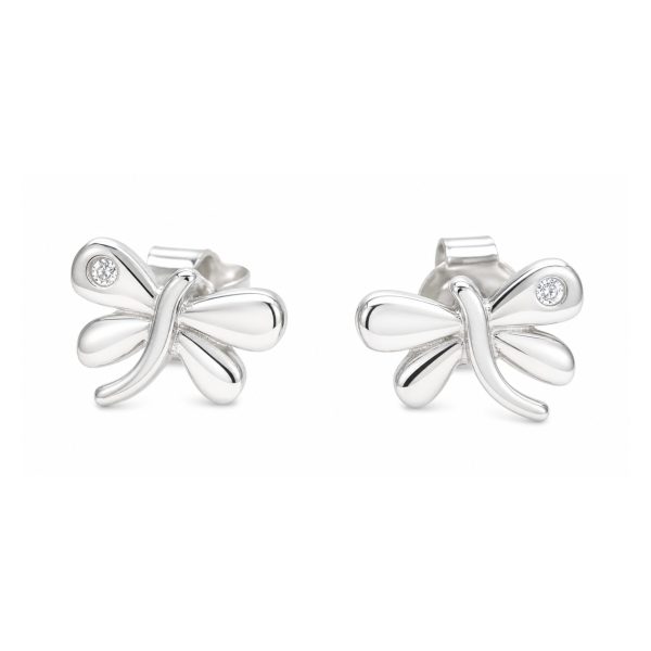 Cercei Damă din Argint 925, Jolie Silver, Model Libelulă cu Piatră, Design Elegant și Delicat, Greutate 0.8 g, Argintiu