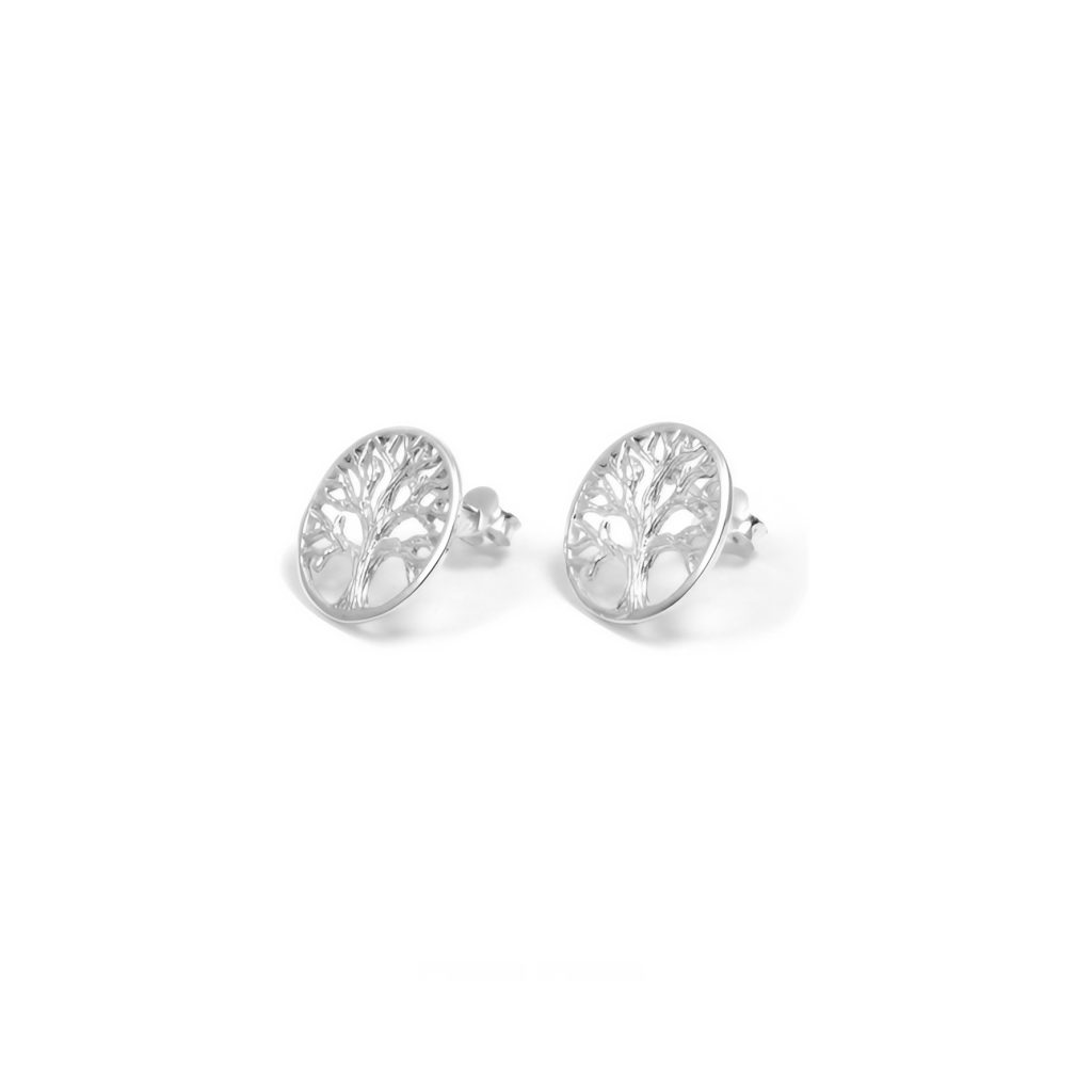 Cercei Damă din Argint 925, Jolie Silver, Model Copăcel în Cerc, Design Elegant și Simbolic, Greutate 2.5 g, Argintiu