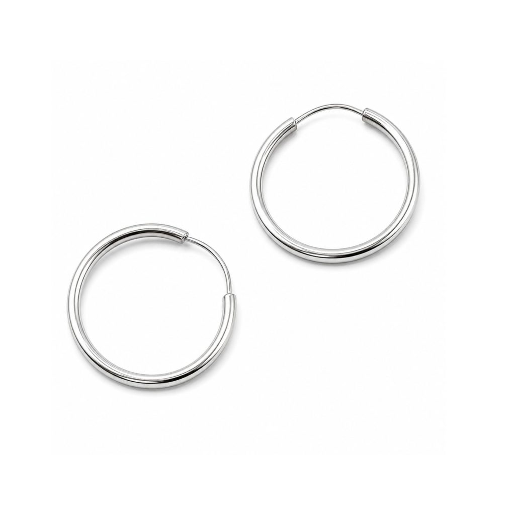 Cercei Creole din Argint 925, Jolie Silver, Design Simplu, Finisaj Lucios, Diametru 18 mm, 0,9 g, Argintiu