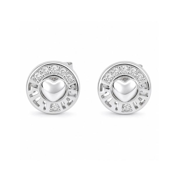Cercei din Argint 925, Jolie Silver, Model Inima in Cerc, Bijuterie cu Design Conturat, 8x8 mm, Greutate 1.4 g, Argintiu