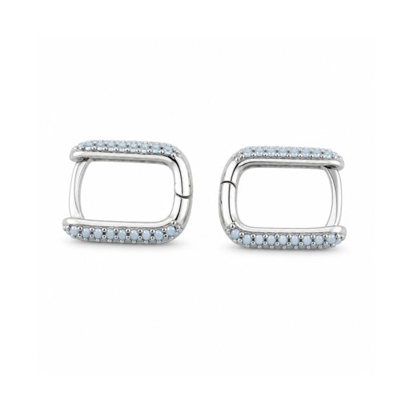 Cercei pentru Dame ,Jolie Silver, Argint 925, Design Modern Minimalist, Model U cu Cristale, 2.2 g, Argintiu/ Argintiu