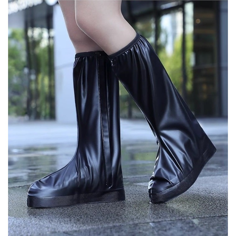Protectie Incaltaminte pentru Ploaie si Noroi, Flippy, Impermeabila, Talpa Antiderapanta, cu Fermoar si Capsa, Inaltime 40 cm, Marime XXXL 44-45, Negru