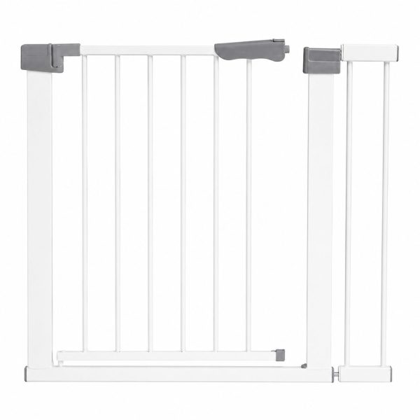 Gard de Siguranta cu Poarta pentru Copii, Flippy, Latime 66 cm, Inaltime 76 cm, Teava din Fier Vopsit, Elemente PP, Alb