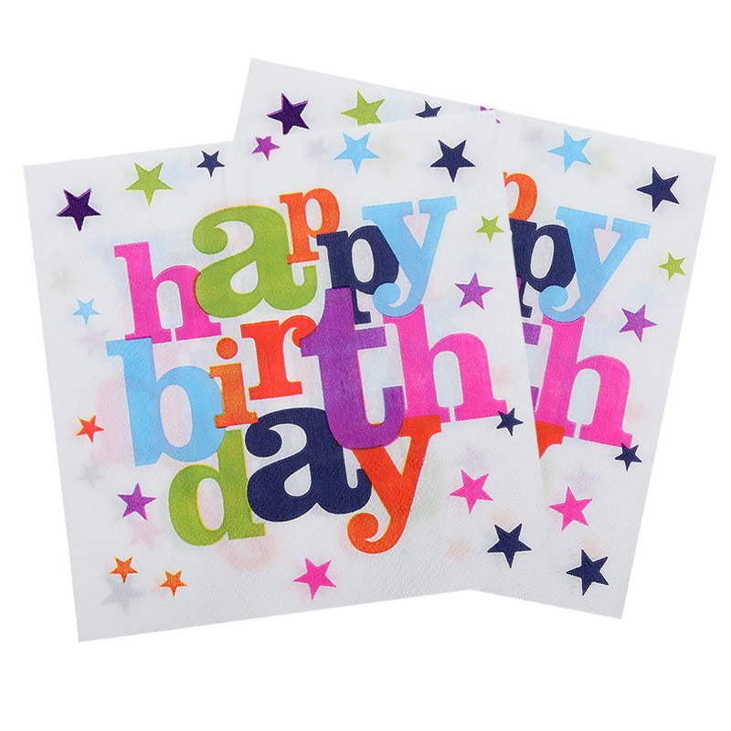 Set 10 Servetele de Masa, Flippy, Colectia Happy Birthday, 32 x 32 cm, din Hartie, Multicolor
