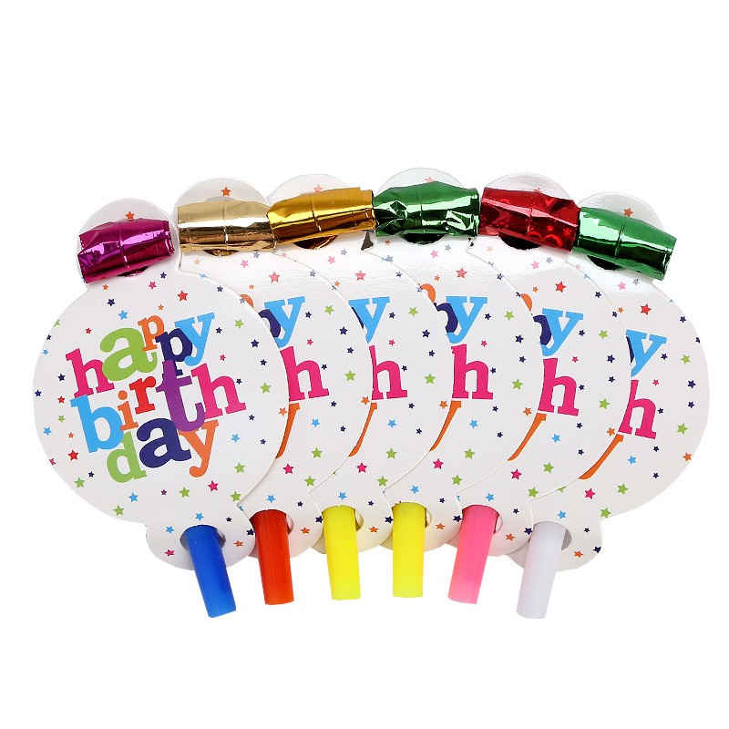 Set 6 Suflatori, Flippy, Colectia Happy Birthday, 19 x 11 cm, din Carton/Plastic/Hartie, Multicolor