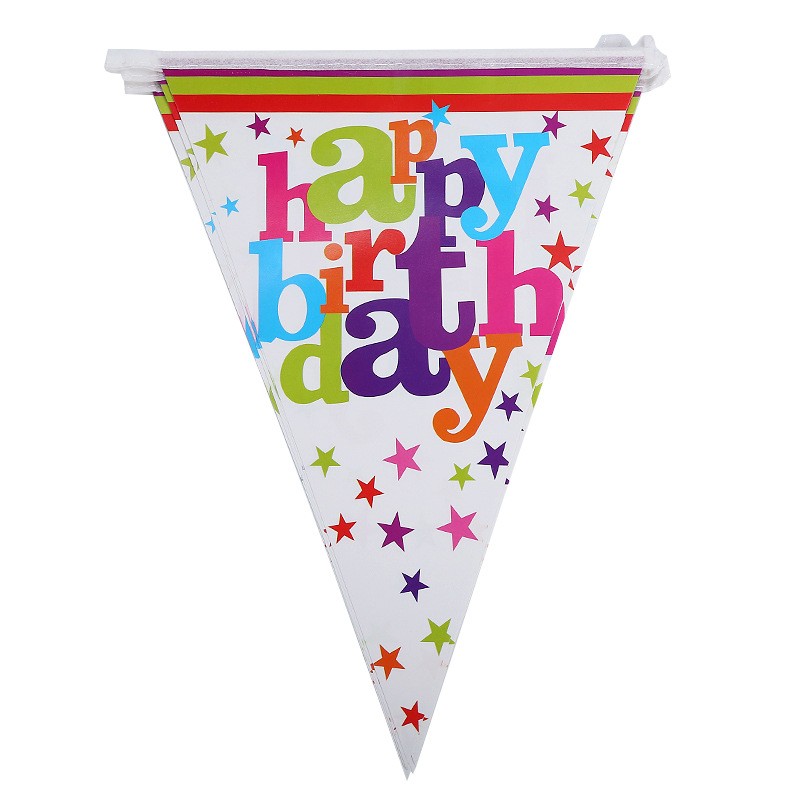 Set 10 Stegulete Tip Banner, Flippy, Colectia Happy Birthday, 270 cm Lungime, din Hartie Cretata, Multicolor