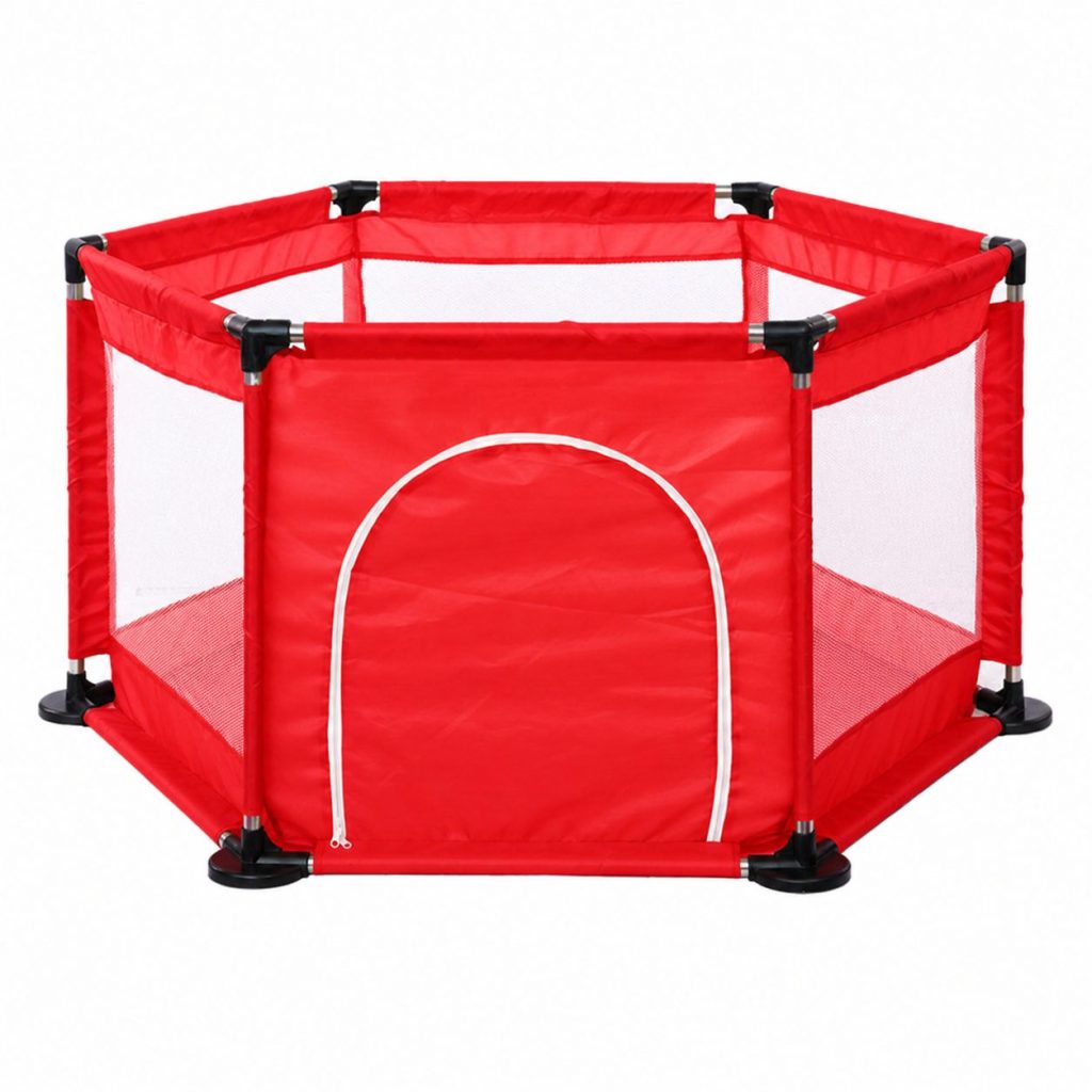 Tarc de Joaca si Siguranta pentru Copii DNT-104, Flippy, Dimensiuni 130 x 115 x 65 cm, Structura de Protectie pentru Interior, Rosu