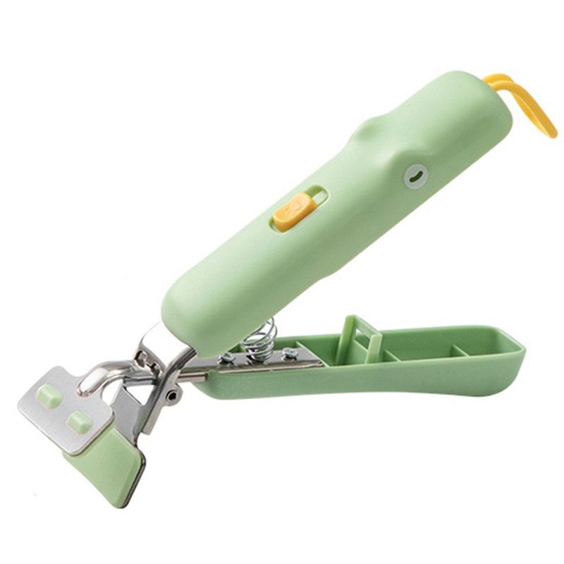 Clema pentru Boluri, Flippy, Anti-Alunecare, din Silicon, de Uz Casnic, Rezistent la Temperaturi Inalte, Model Animat, Maner si Cleste Inox, 12.5x3.6 cm, Verde