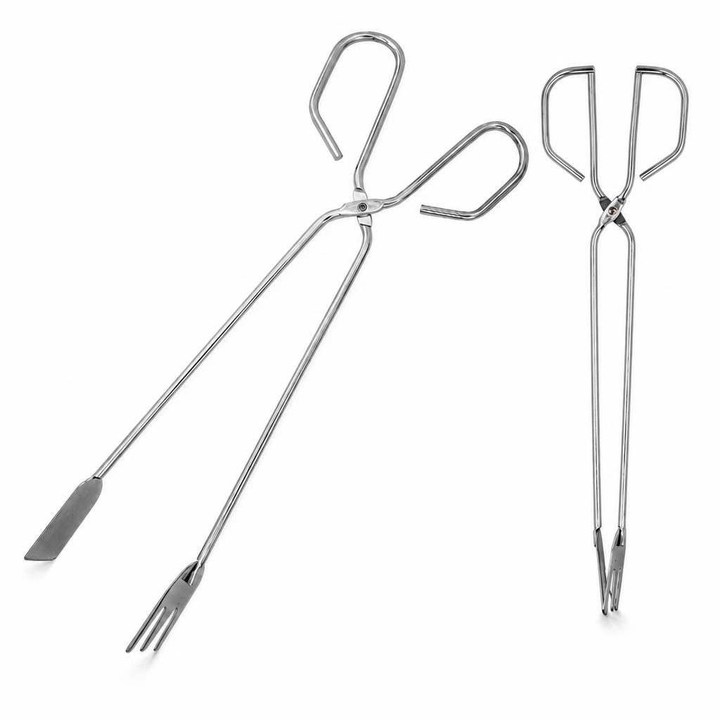 Cleste pentru gratar, Flippy, tip foarfeca, din metal, prindere sigura, 31 cm