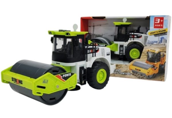 Compactor Drum Cu Frictiune Pentru Copii, Jucarie Utilaj Constructii Cu Rola Mare Frontala Si Directie, Vehicul Santier Tip Road Roller Realist Cu Lumini Si Sunete, Masina Nivelare Drumuri Mare, Copii 3+ Ani, Verde