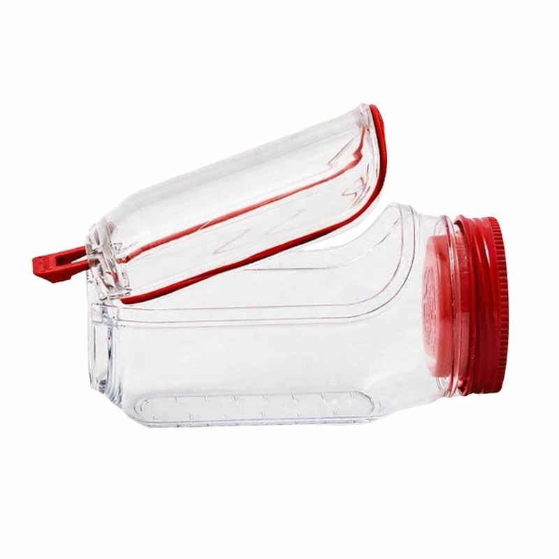 Container Caserola pentru Salata,, Flippy, Borcan pentru Salata, din PP, Gradat in ml, 1L, 19 x 10 x 10 cm, Capac Rosu, Transparenta