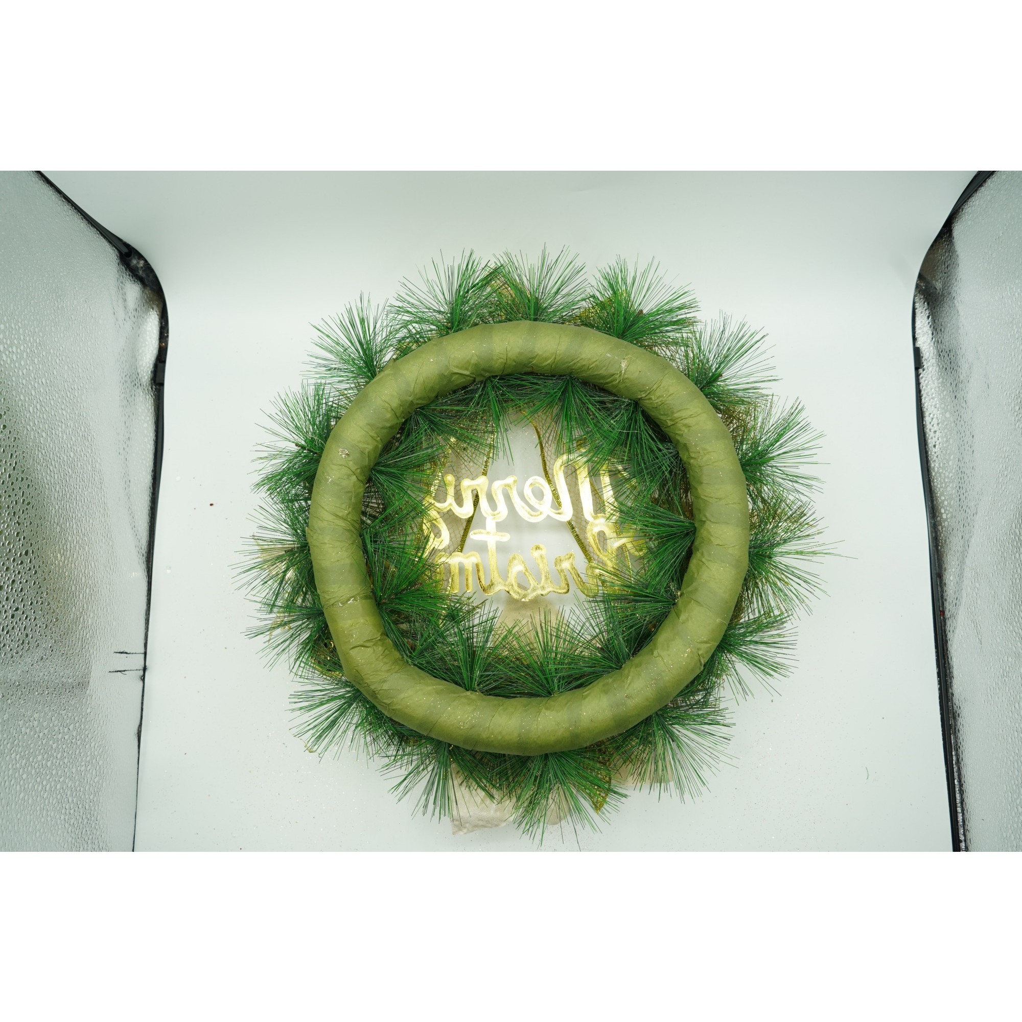 Coronita de Craciun pentru usa, Verde-Auriu, 40 cm, PVC, Artificiala, Decorata, Interior/Exterior, Flippy - Image 4