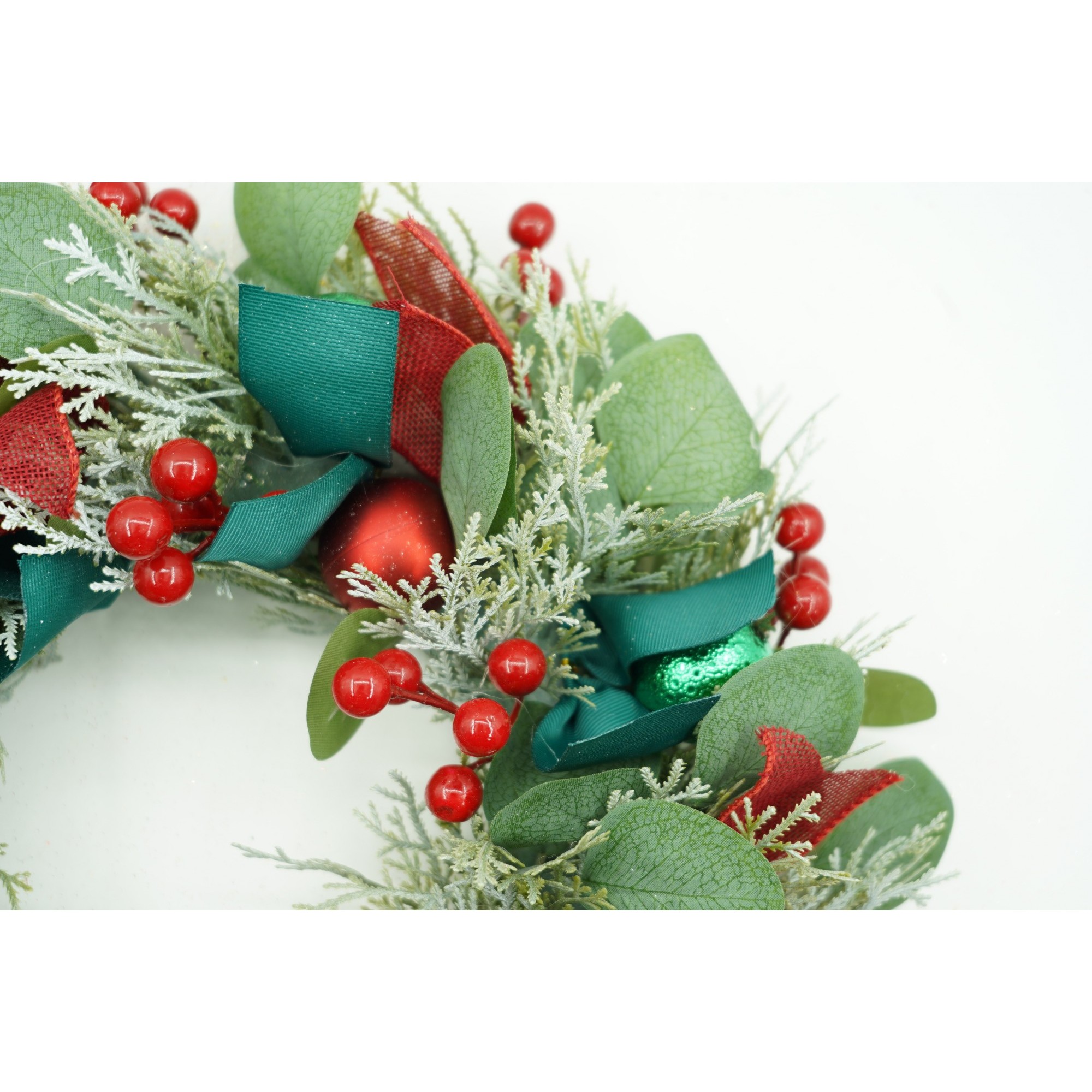 Coronita de Craciun pentru usa, Verde/Rosu, 40 cm, PVC, Artificiala, Decorata, Interior/Exterior, Flippy - Image 2