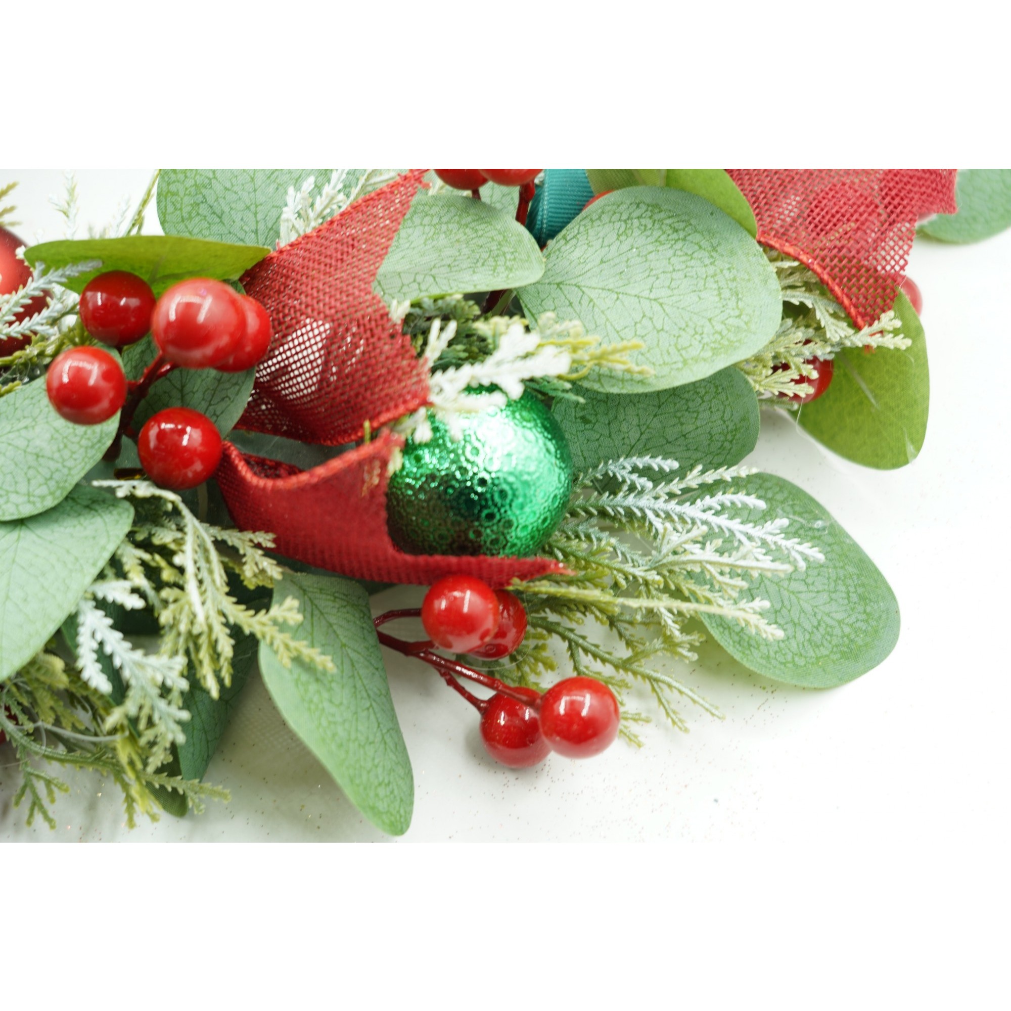 Coronita de Craciun pentru usa, Verde/Rosu, 40 cm, PVC, Artificiala, Decorata, Interior/Exterior, Flippy - Image 4