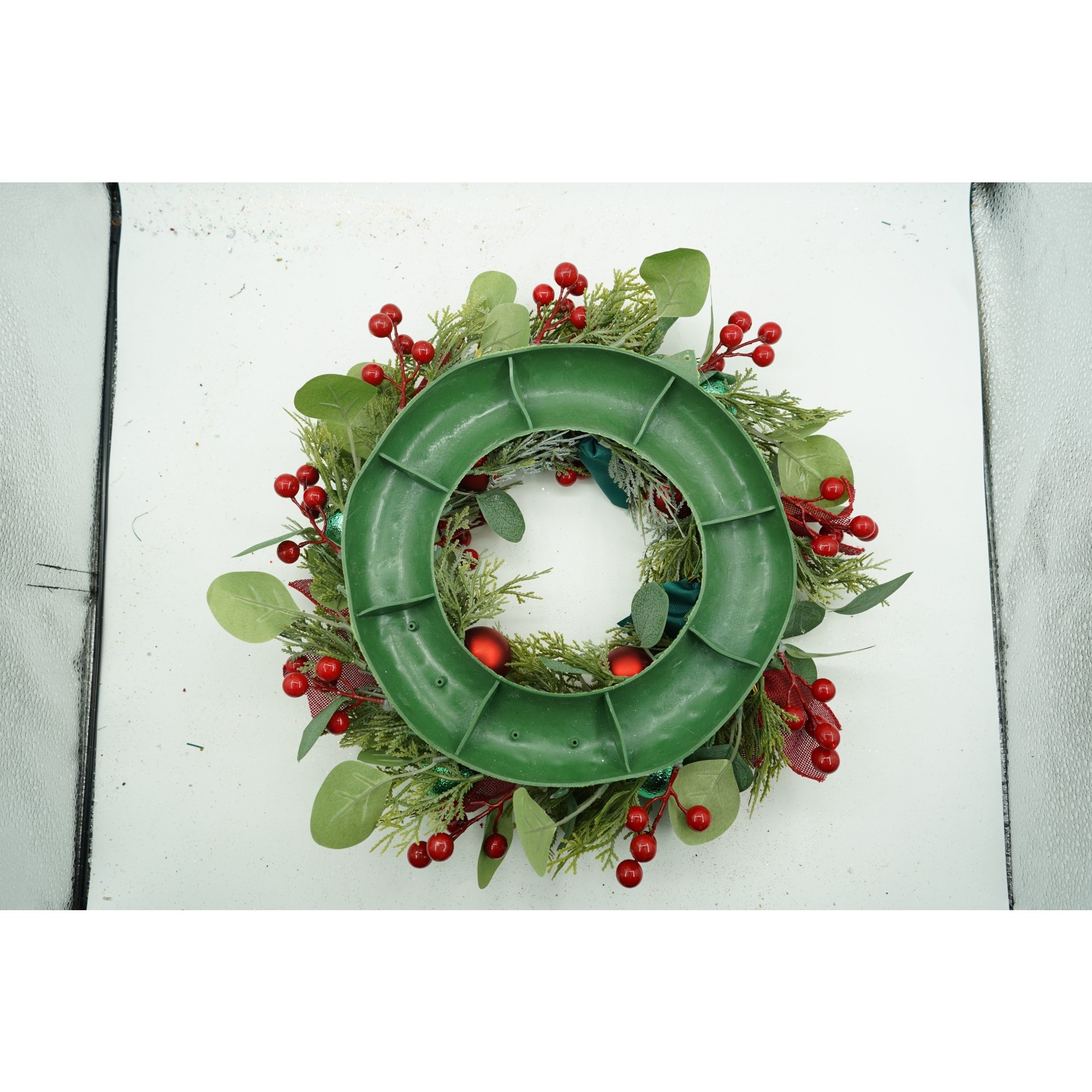 Coronita de Craciun pentru usa, Verde/Rosu, 40 cm, PVC, Artificiala, Decorata, Interior/Exterior, Flippy - Image 5