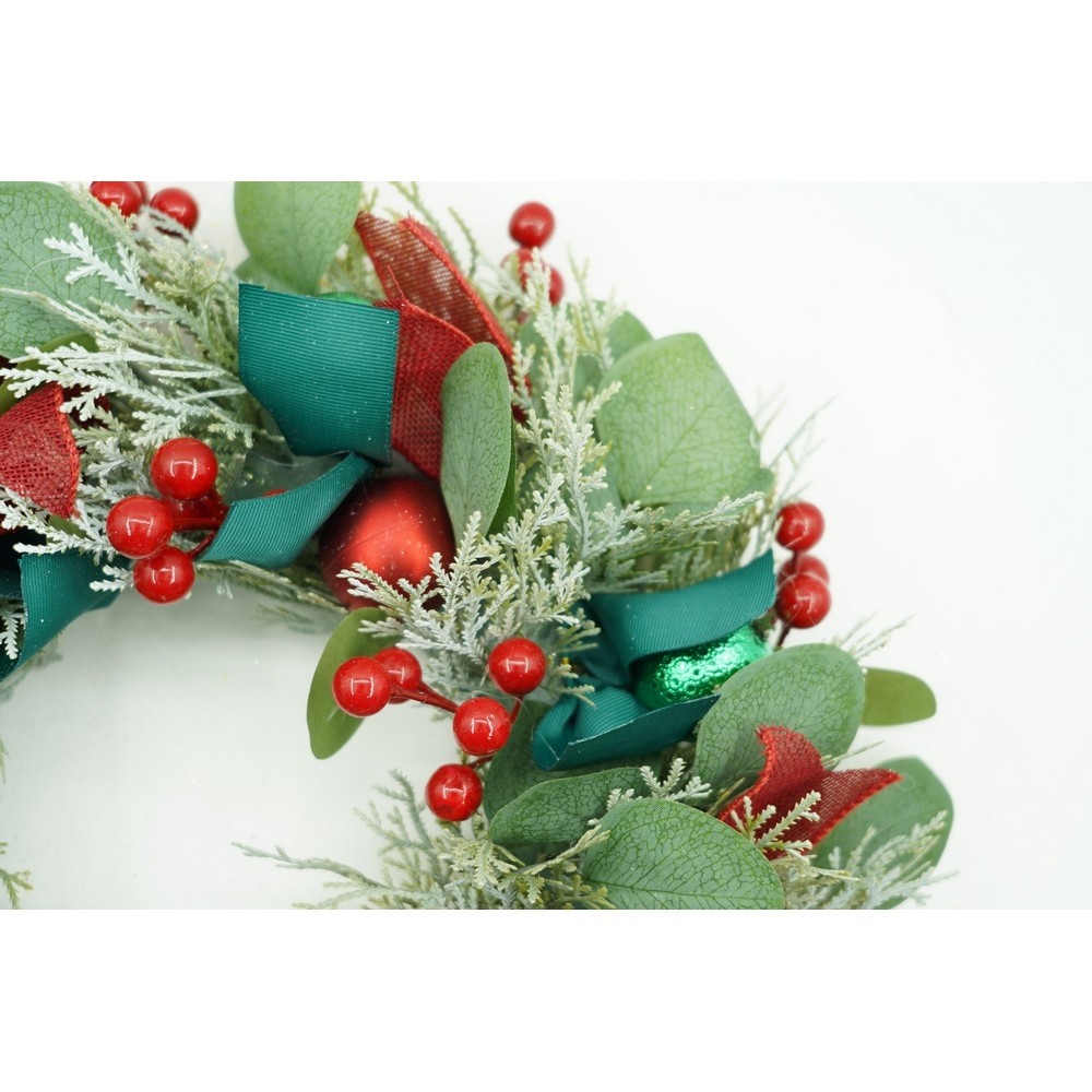 Coronita de Craciun pentru usa, Verde/Rosu, 40 cm, PVC, Artificiala, Decorata, Interior/Exterior, Flippy - Image 7