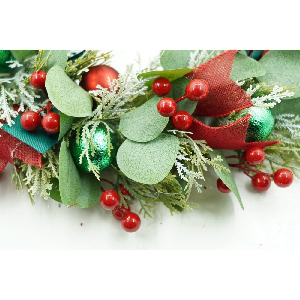 Coronita de Craciun pentru usa, Verde/Rosu, 40 cm, PVC, Artificiala, Decorata, Interior/Exterior, Flippy - Image 8