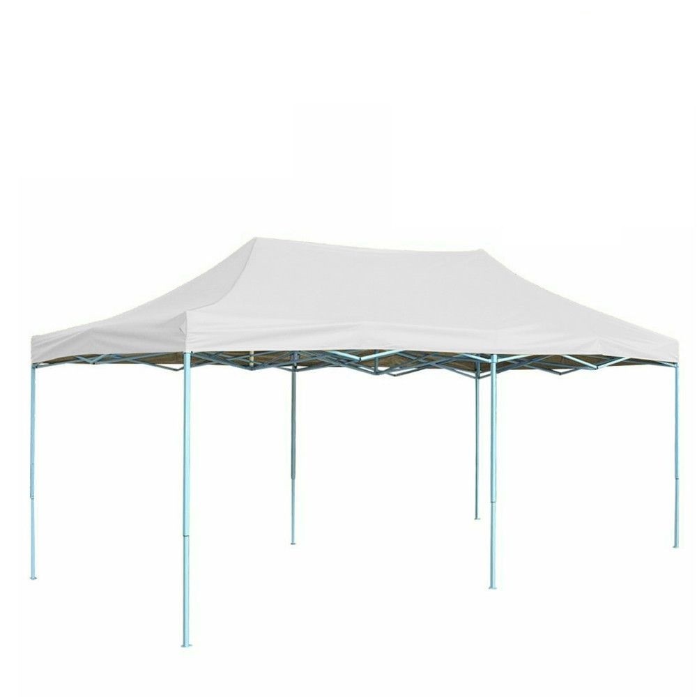 Cort Pavilion 3x6m Alb Pliabil Cadru Metal pentru Curte, Gradina, Evenimente