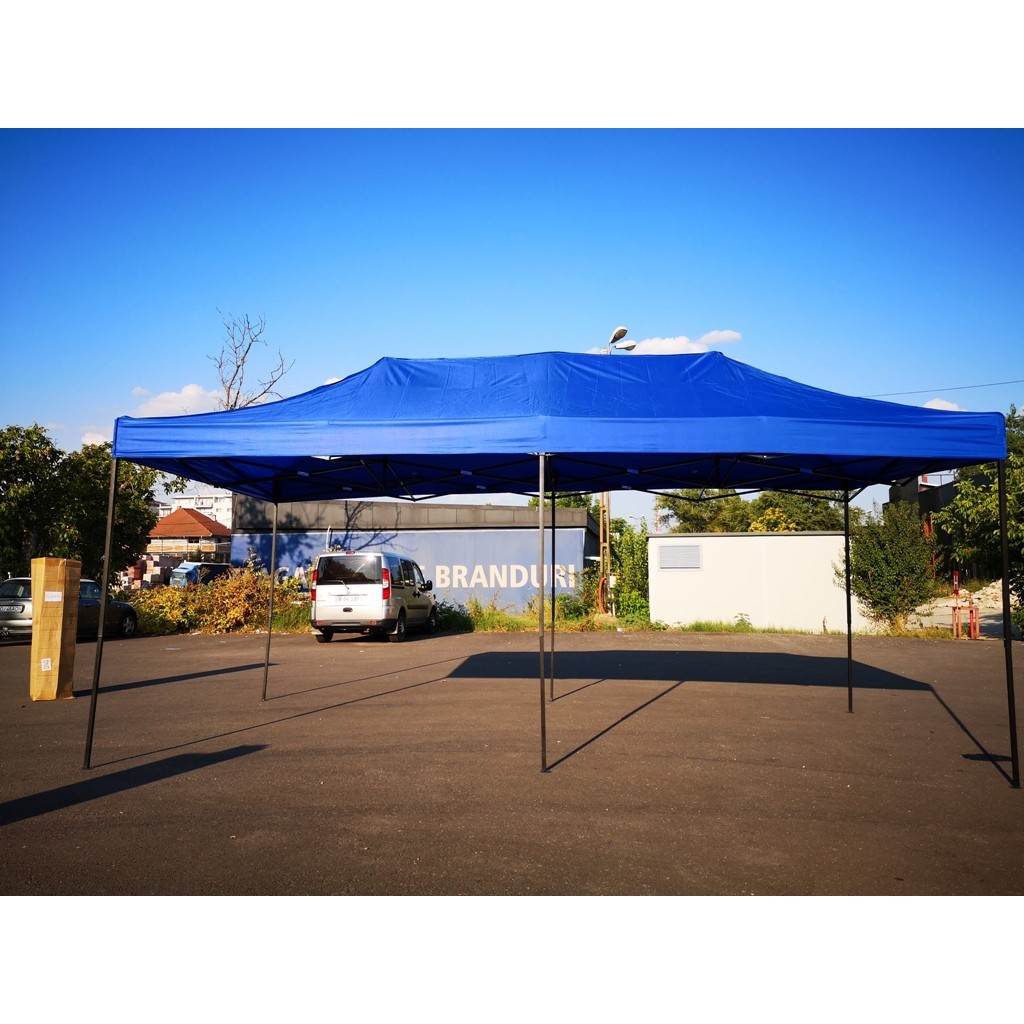 Cort Pavilion 3x6m Albastru Pliabil Cadru Metal pentru Curte, Gradina, Evenimente - Image 2