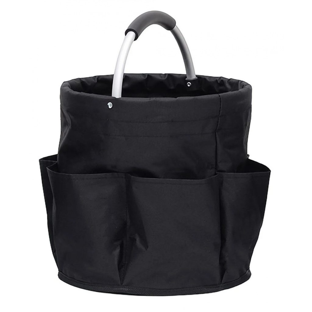 Geanta Cos pentru Scule de 17L, Flippy, Buzunare Exterioare, Cos de Picnic Portabil, Cos pentru Plaja, Cos pentru Curatenie, din Material Oxford 600 D, 28 x 28 x 28 cm, Negru