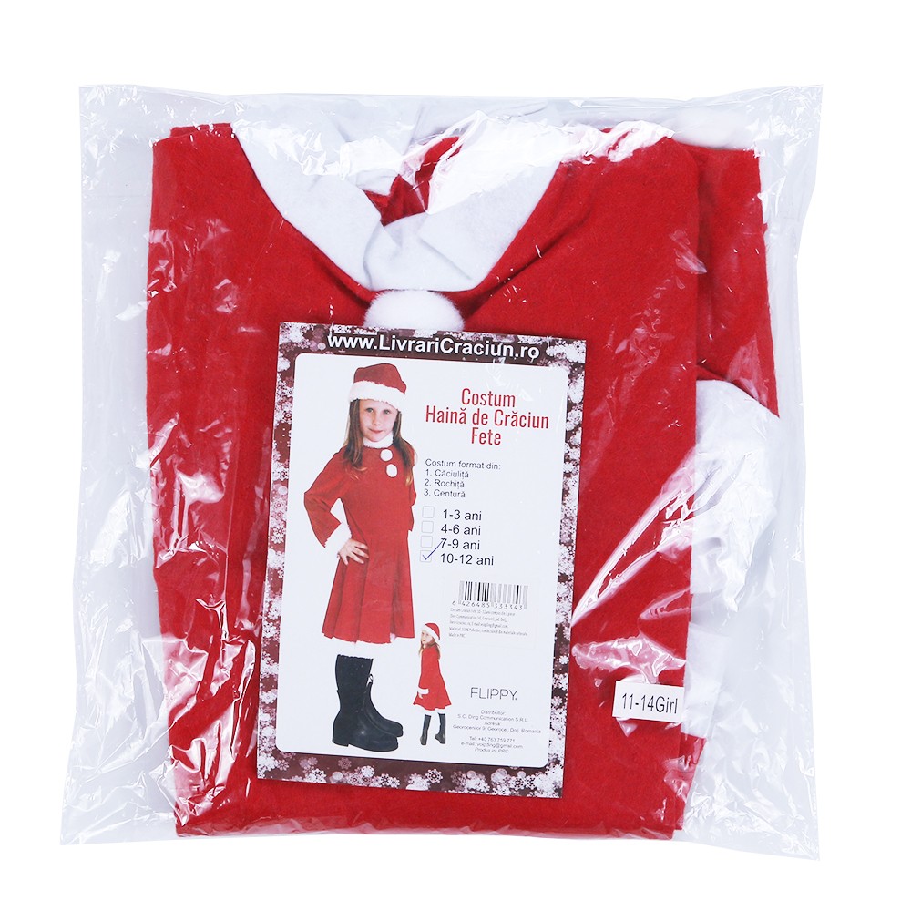 Costum Craciunita Flippy® Fata, 10-12 ani, 3 piese, Polar - Image 3