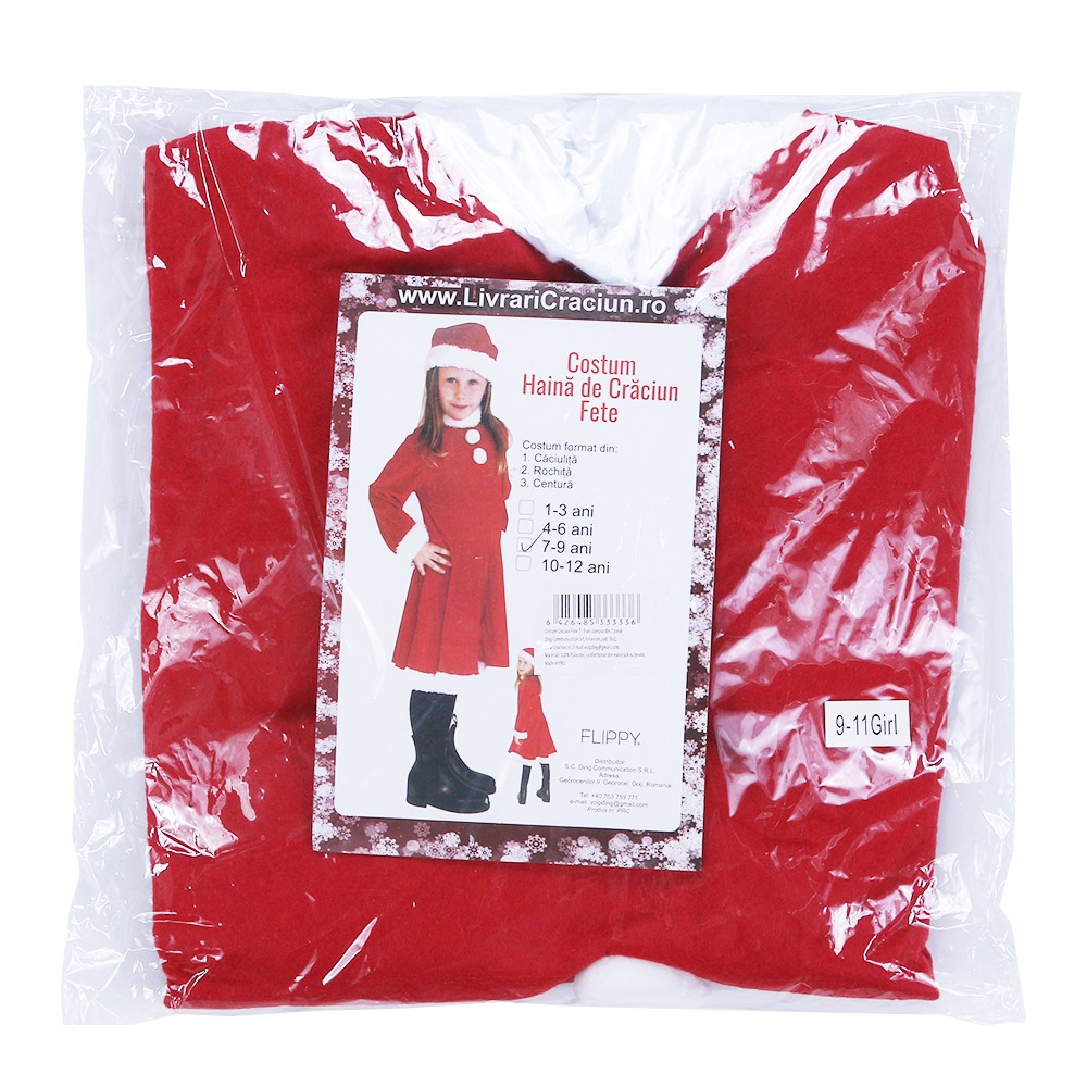 Costum Craciunita Flippy® Fata, 7-9 ani, 3 piese, Polar - Image 3