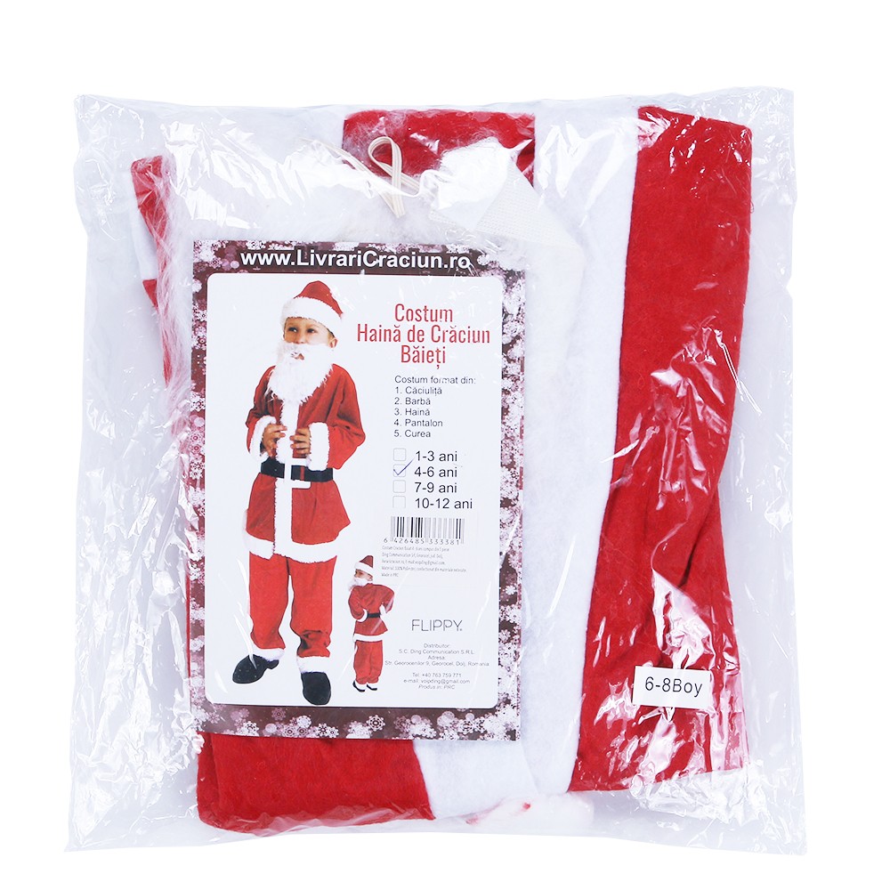 Costum Mos Craciun Flippy® Baiat, 4-6 ani, 5 piese, Polar - Image 3