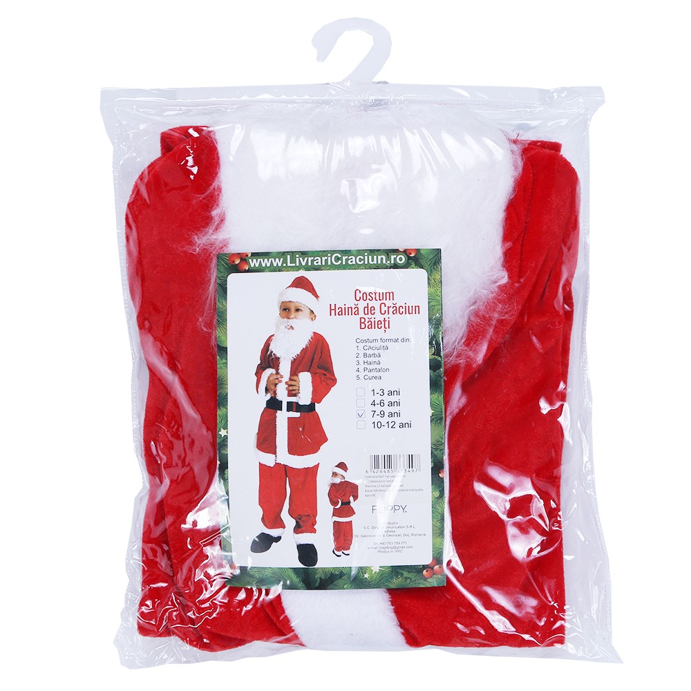 Costum Mos Craciun Flippy® Baiat, 7-9 ani, 5 piese, Catifea - Image 3
