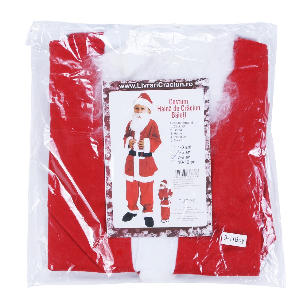 Costum Mos Craciun Flippy® Baiat, 7-9 ani, 5 piese, Polar - Image 3