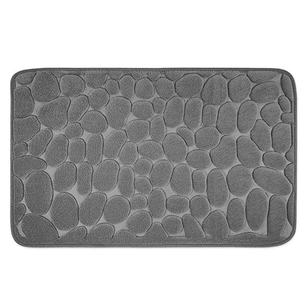Covoras pentru Baie Antiderapant, Flippy, Uscare Rapida, Model 3D Piatra, 40x60 cm, Gri