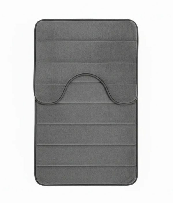 Covorase de Baie, 80x50 cm / 50x40 cm, Gri, Antiderapant, Absorbant, Set 2 bucati