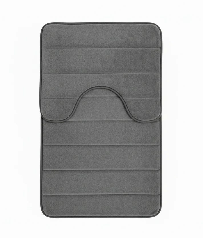 Covorase de Baie, 80x50 cm / 50x40 cm, Gri, Antiderapant, Absorbant, Set 2 bucati