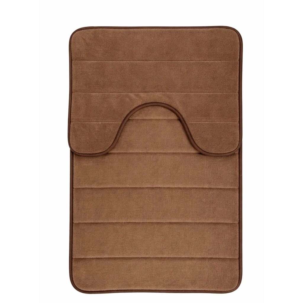 Covorase de Baie, 80x50 cm / 50x40 cm, Maro, Antiderapant, Absorbant, Set 2 bucati